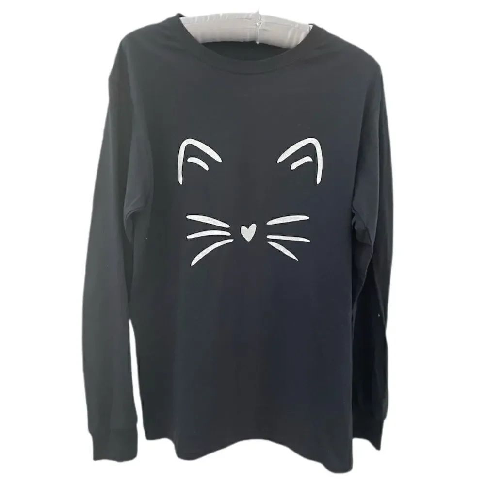 Unisex Long Sleeve Cat Face Tee